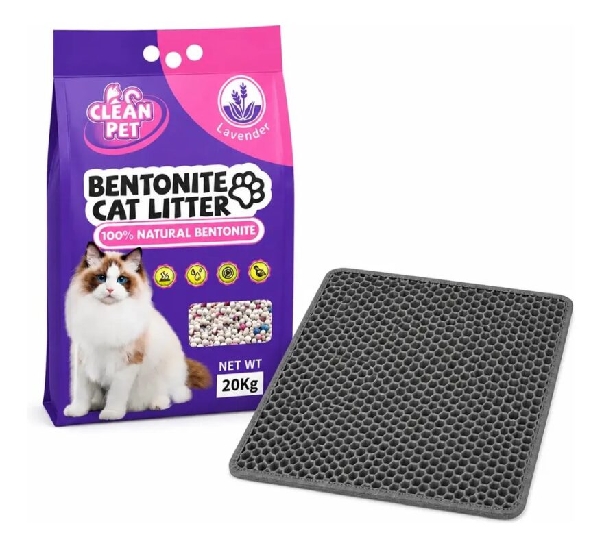 Kit de arena para gatos 20 kg con alfombra sanitaria, Grupo Meridian