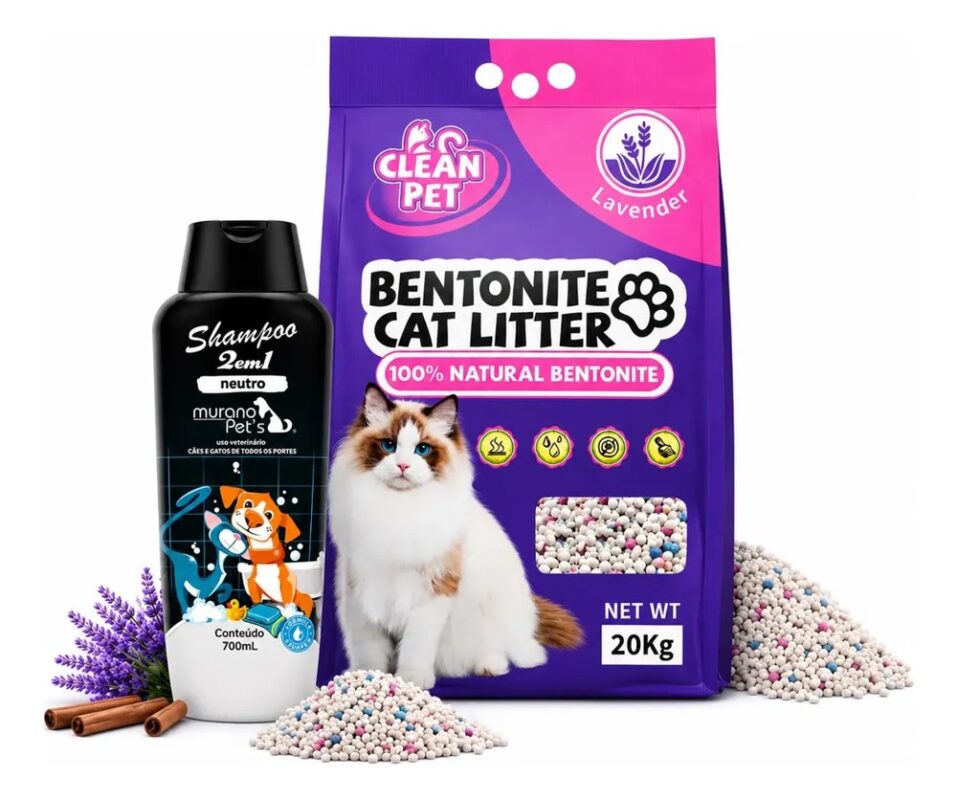 Kit de arena para gatos 20 kg con shampoo, Grupo Meridian